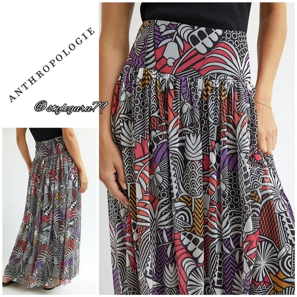 NWT, Anthropologie, Farm Rio Tropical Maxi Skirt - Picture 2 of 2